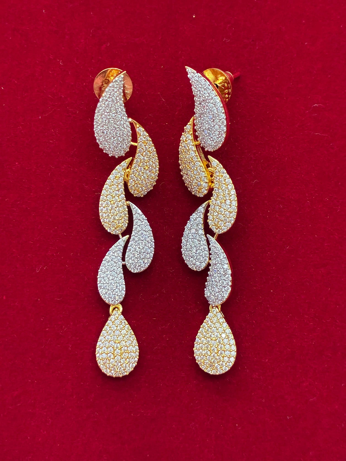 CZ Exquisite Twotone Tear Drop Earring