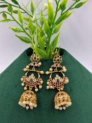 Antique Ruby Green Embellished Earring