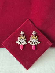 Oxidised Dual Tone Ruby Drop Necklace set