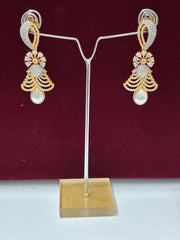 CZ Floral Pearl Drop Jhumka Earring