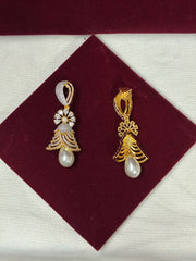CZ Floral Pearl Drop Jhumka Earring