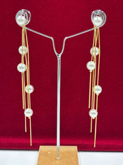 Western Front Back Pearl Tassel Earring
