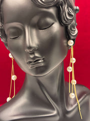 Western Front Back Pearl Tassel Earring