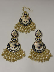 Indo Western Mirror work Mang Tika Earring set
