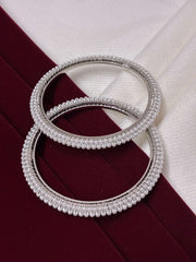 Silver Tone Designer Pearl Bangle