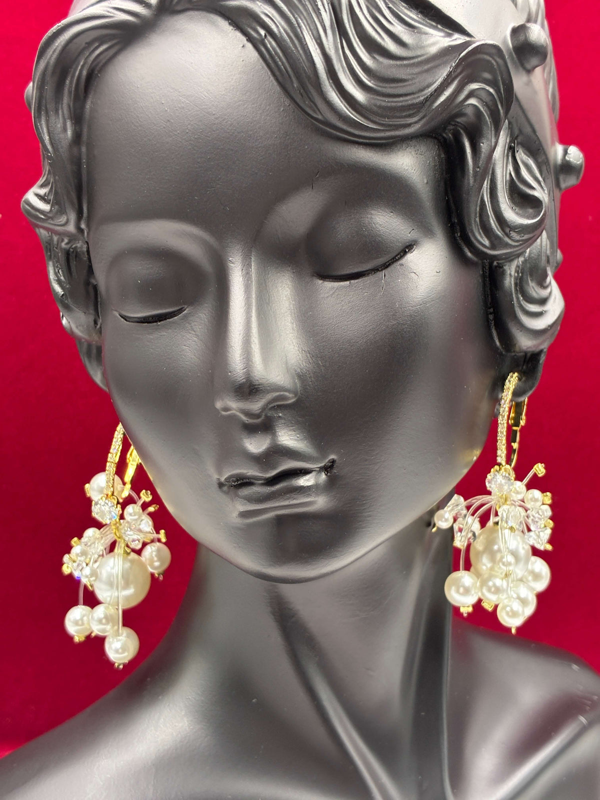 Western Stylish Pearl Cluster Hoop Earring