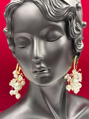 Western Stylish Pearl Cluster Hoop Earring