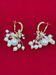 Western Stylish Pearl Cluster Hoop Earring