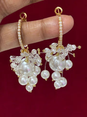 Western Stylish Pearl Cluster Hoop Earring