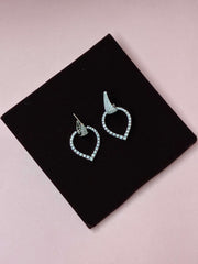 CZ Silver Heart Drop Earring