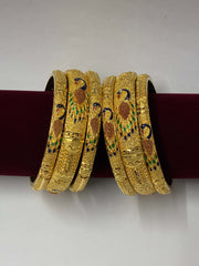 Peacock Meenakari Gold Plated Bangle Set