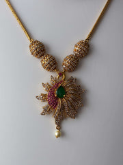 Antique Jadau Peacock Pendant set