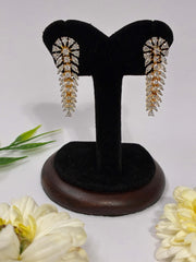 CZ Descending Golden Leaves Earring