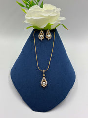 CZ Pearl Designer Chain Pendant set