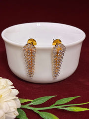 CZ Descending Golden Leaves Earring