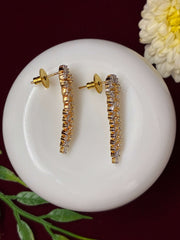 CZ Descending Golden Leaves Earring