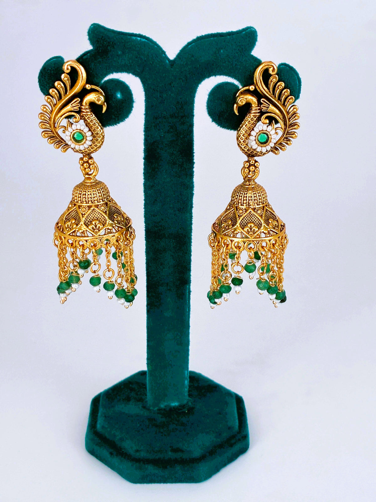 Antique Peacock chain drop Earrings