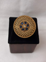 Antique Blue Floret Finger Ring