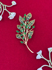 Elegant Green Leaves Brooch