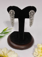 CZ Descending Silver Leaves Earring