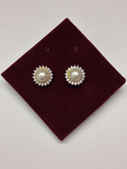 CZ Jacket Moti Earrings