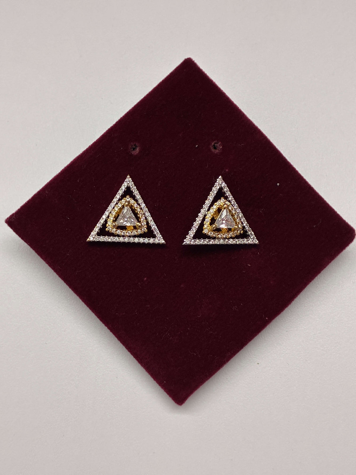 CZ Triangular Stud Earrings