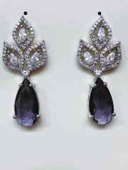 CZ Purple Trio leaves Earrings