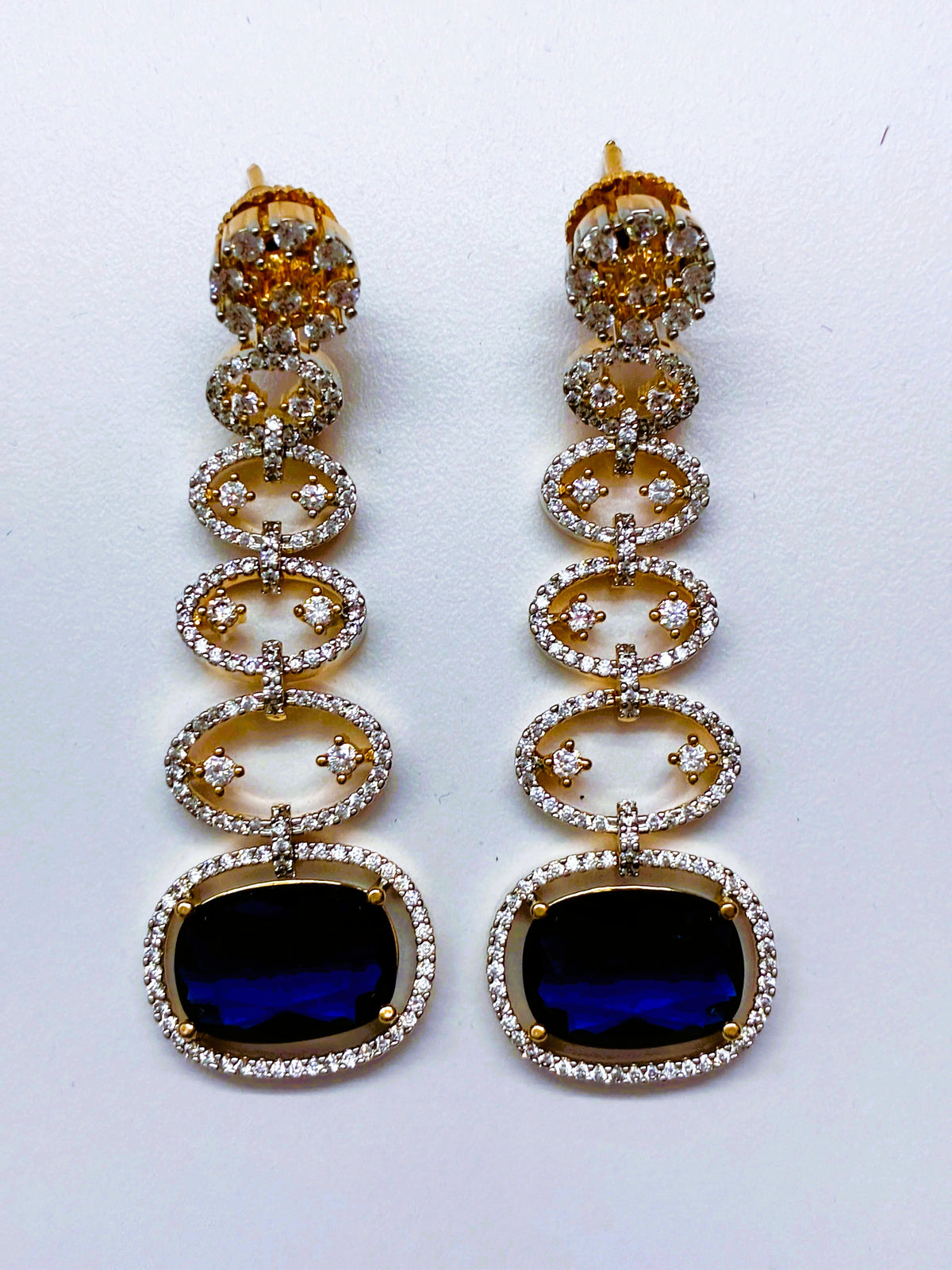 CZ Indigo Chain Designer Earrings