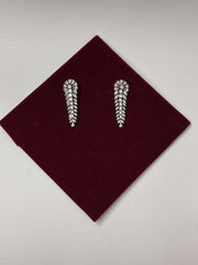 CZ Descending Silver Leaves Earring