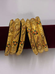 Floral Meenakari Gold Plated Bangle set