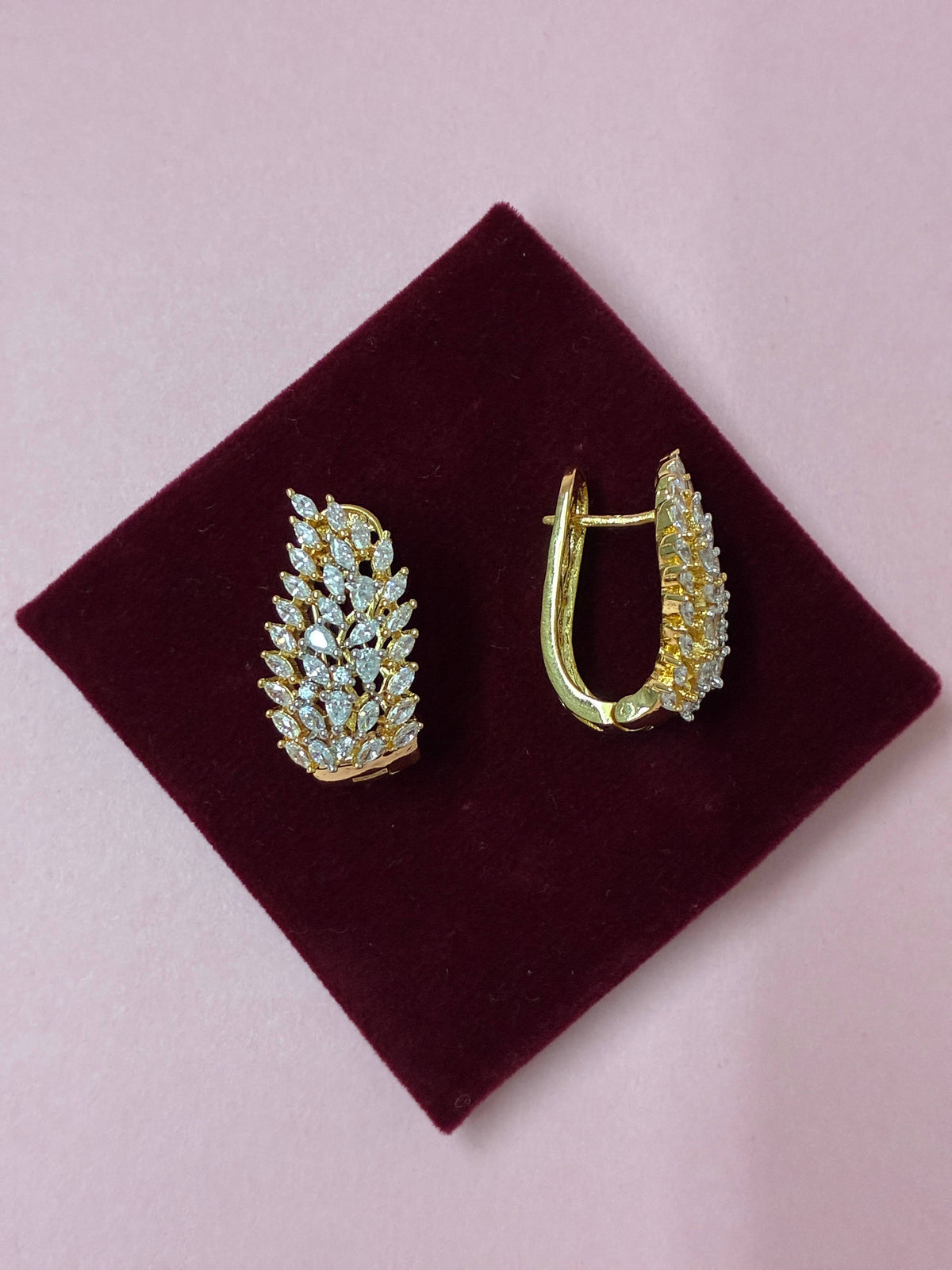 CZ Dual Tone U Shape Hoop Earring