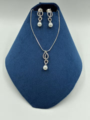 CZ Duet Hearts Pendant set