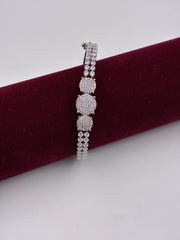 CZ Silver Tone Linear Luxe Kada