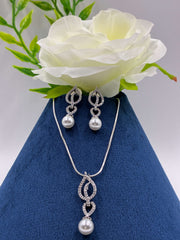 CZ Duet Hearts Pendant set