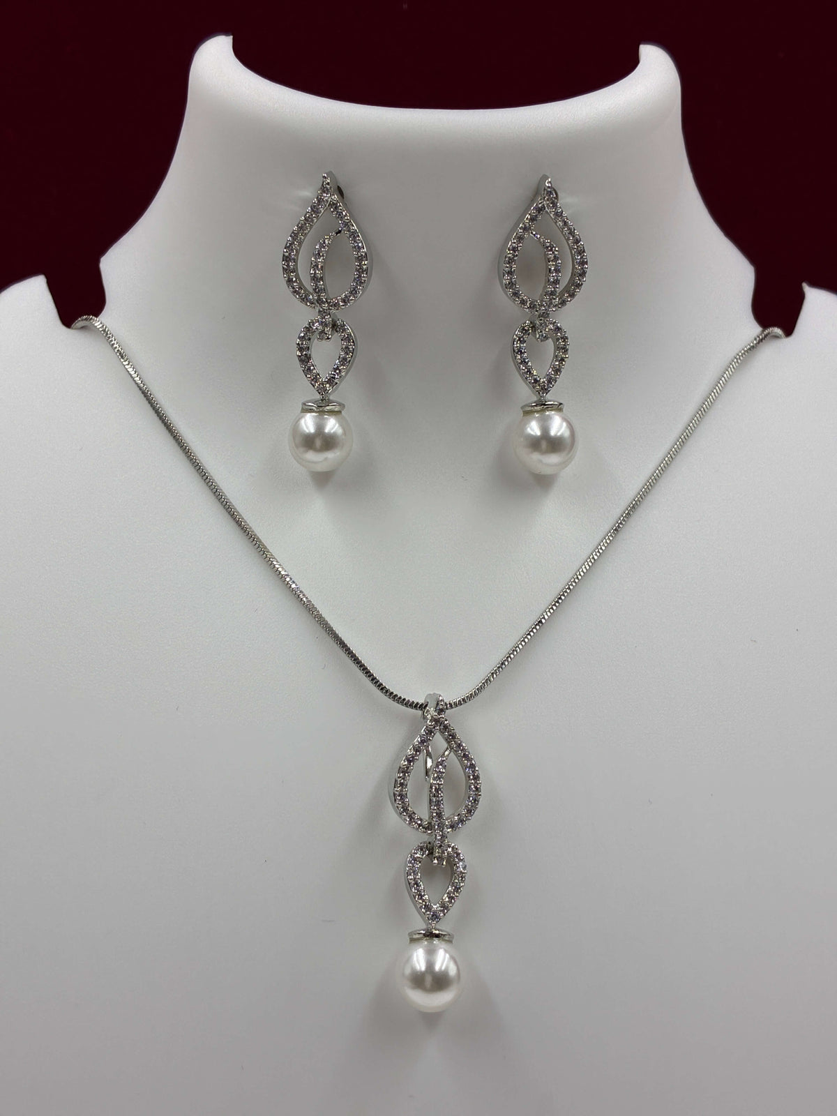 CZ Duet Hearts Pendant set