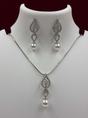 CZ Duet Hearts Pendant set