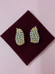 CZ Dual Tone U Shape Hoop Earring