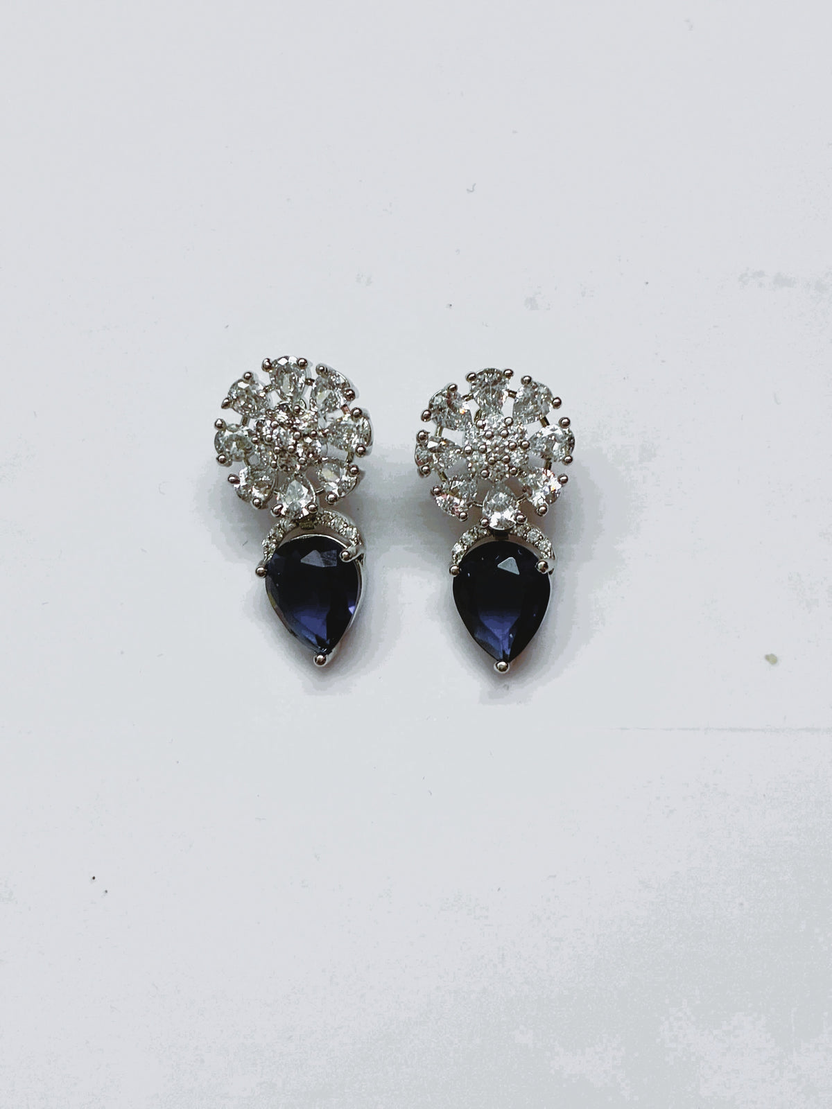 CZ Blue drop Bloom Earrings