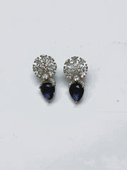 CZ Blue drop Bloom Earrings