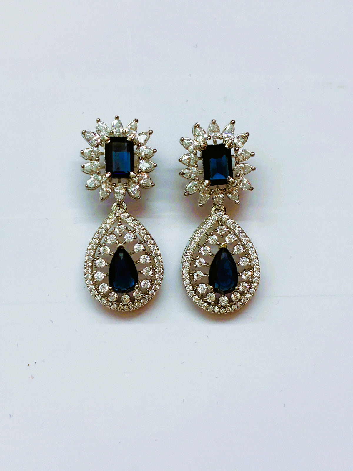 CZ Brilliant Blue drop Earrings