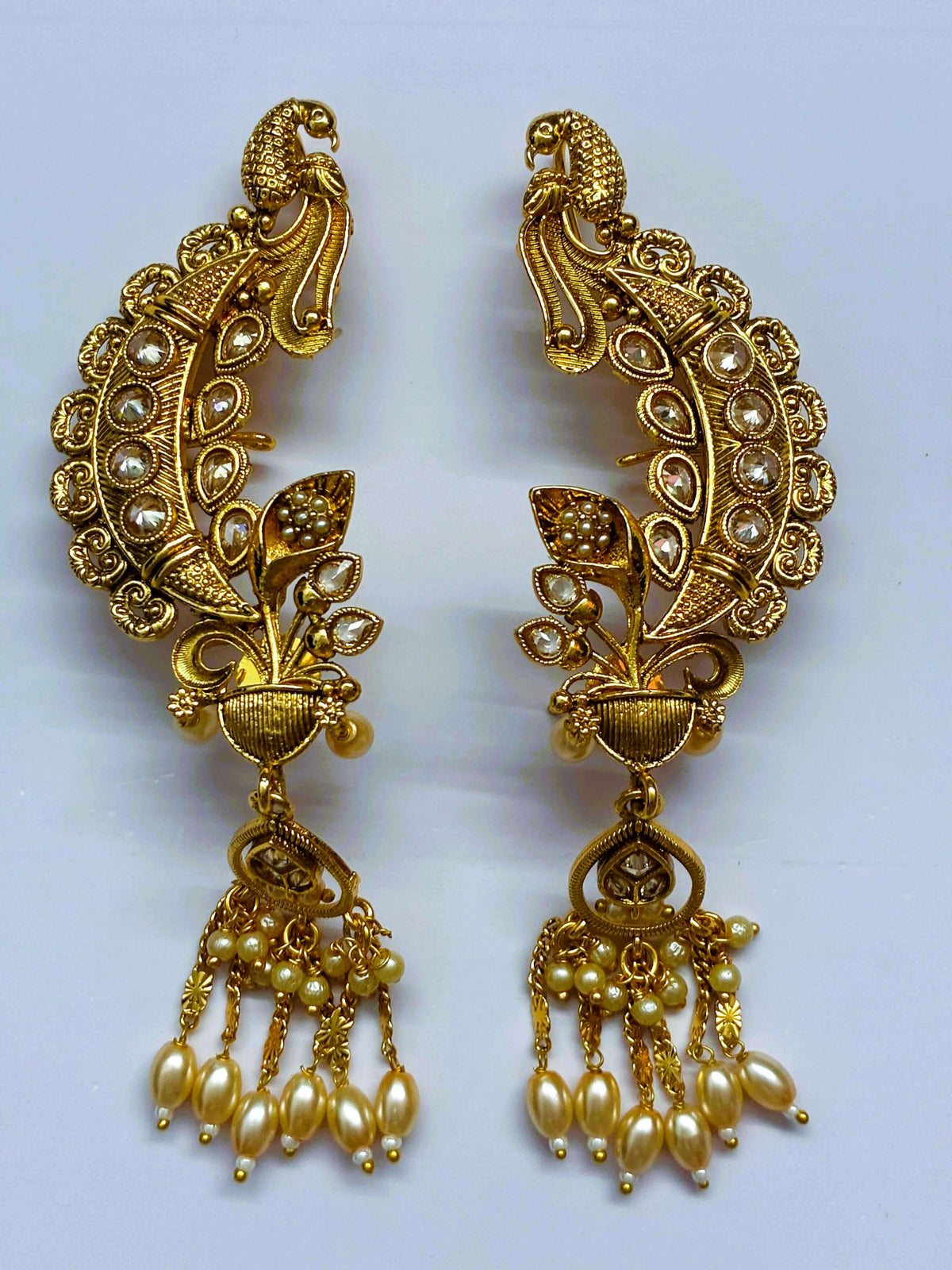 Antique Peacock designer Earcuffs