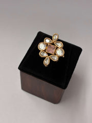 Kundan Classic Pink Finger Ring