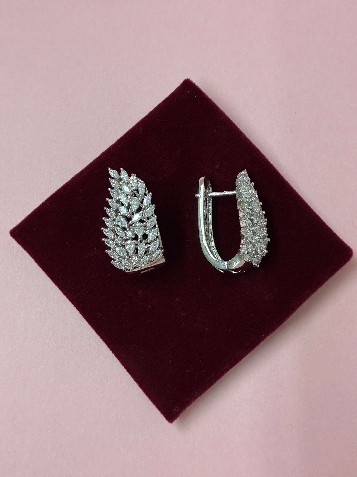 CZ Silver U Shape Hoop Earring