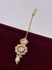 Kundan Pearl Drop Designer Mang Tika