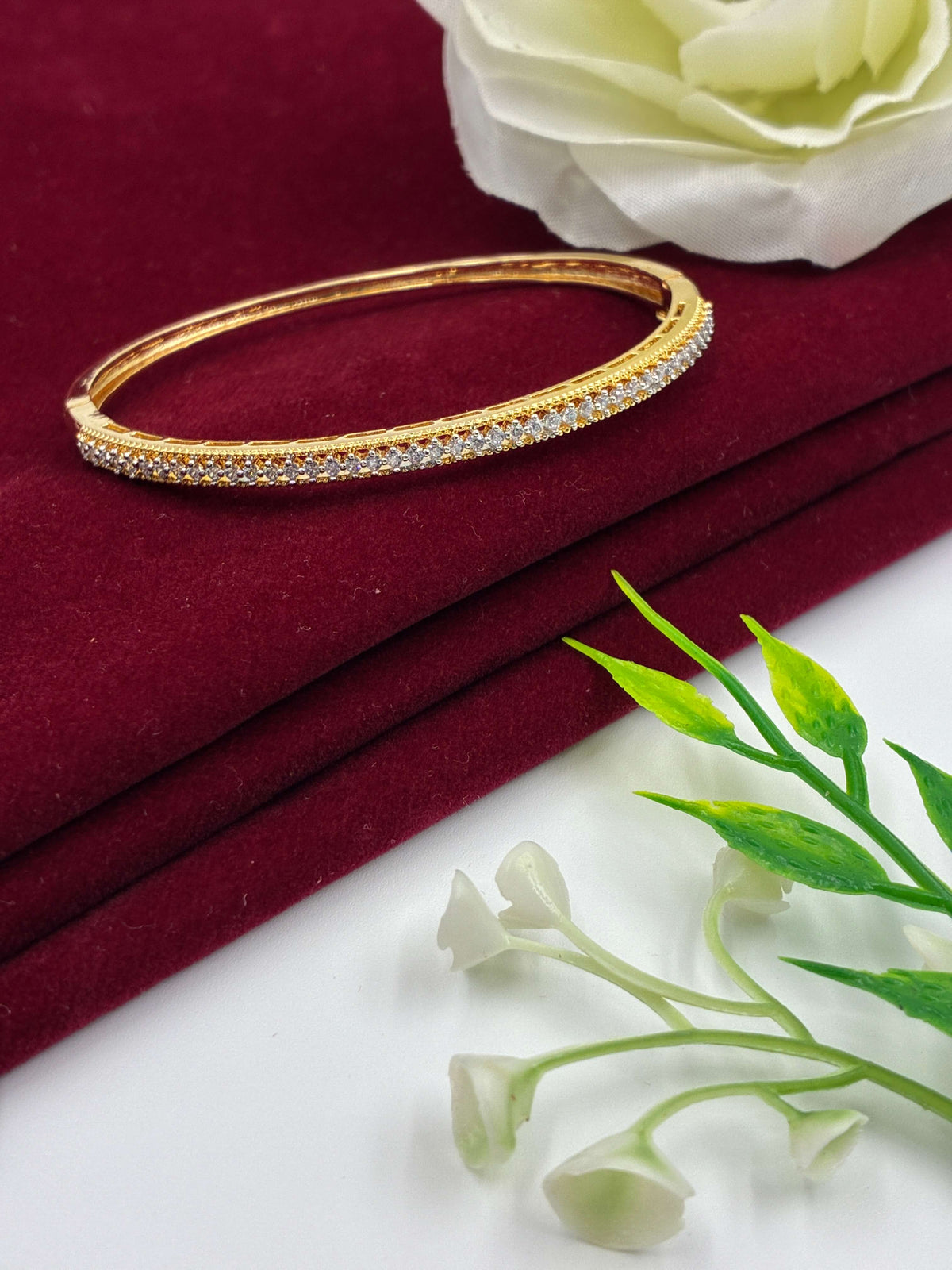 CZ Single Line Gold Finish Kada