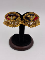Antique Maroon Ghungroo Heritage Earrings