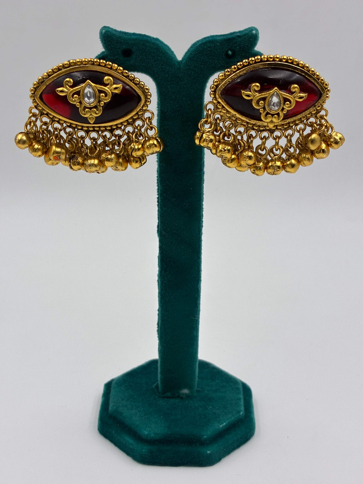 Antique Maroon Ghungroo Heritage Earrings