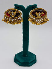 Antique Maroon Ghungroo Heritage Earrings