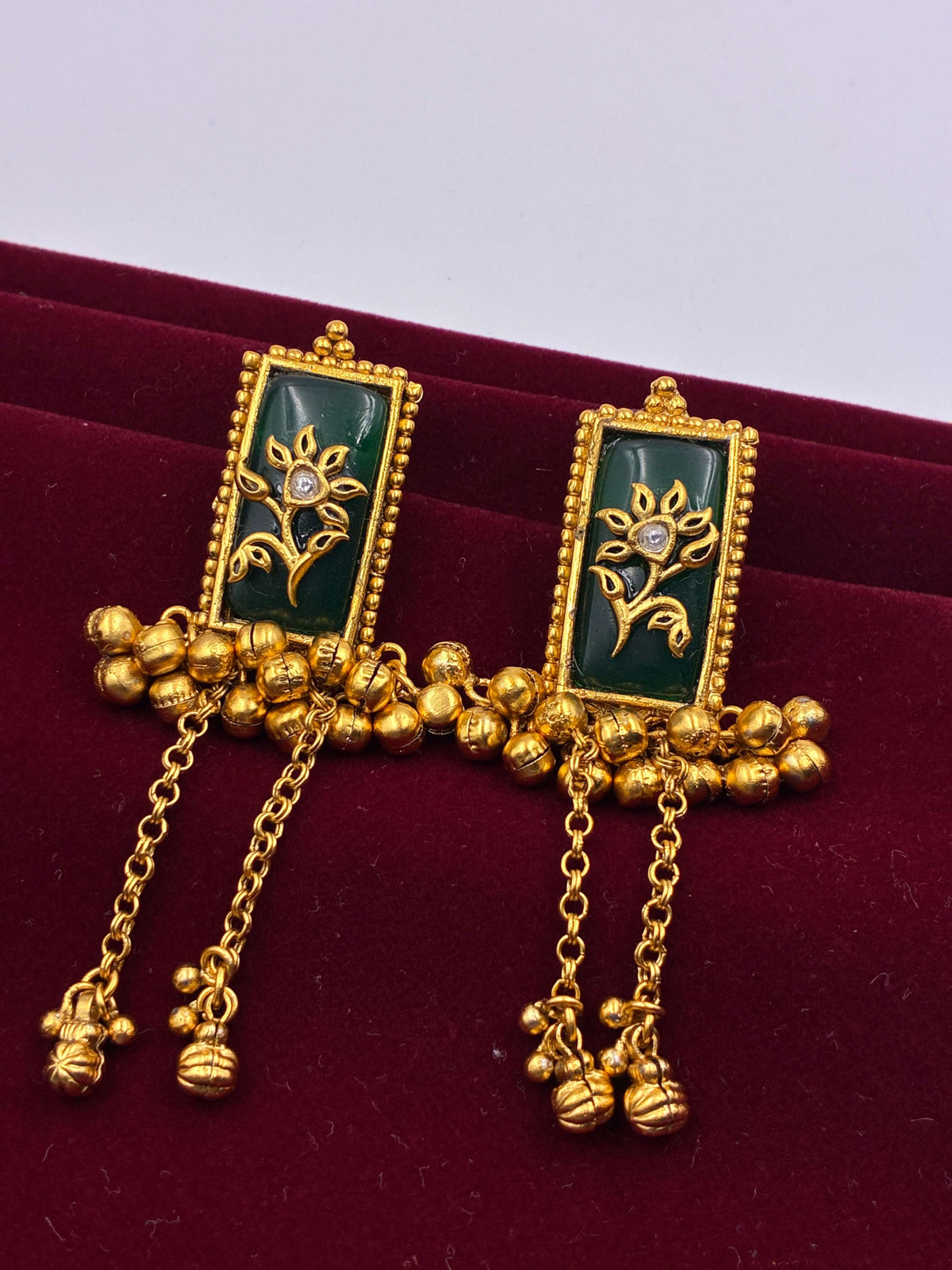 Antique Rectangular Chain Drop Heritage Earrings
