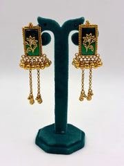 Antique Rectangular Chain Drop Heritage Earrings